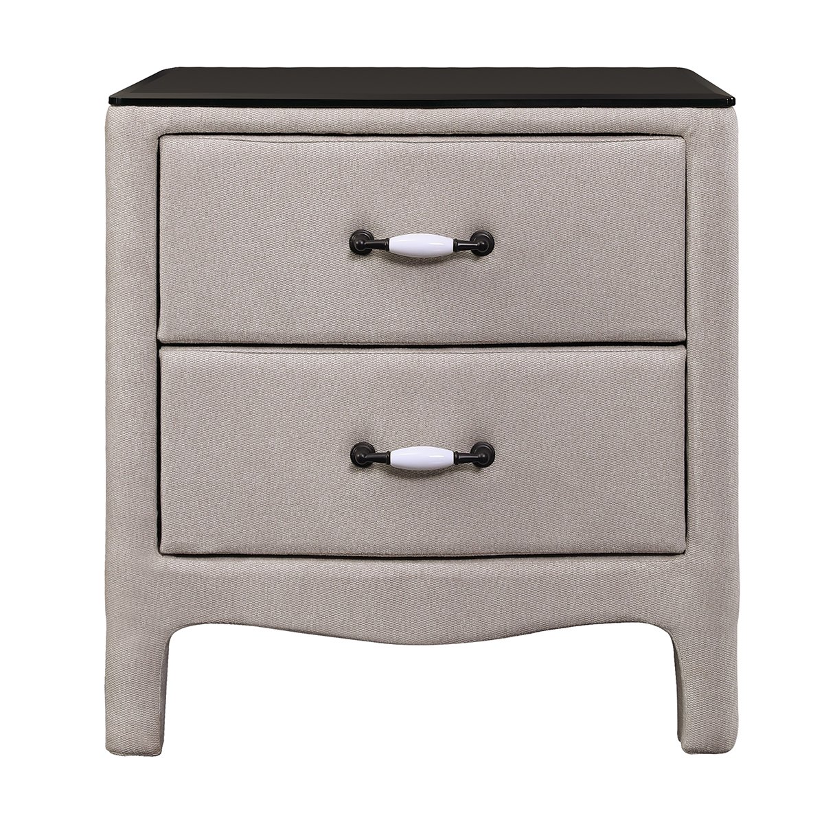 慕思床头柜 皮质床头柜简约现代实木两斗柜 布艺床头柜卧室玻璃收纳储