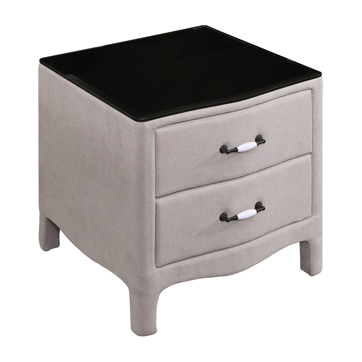 慕思床头柜 皮质床头柜简约现代实木两斗柜 布艺床头柜卧室玻璃收纳储