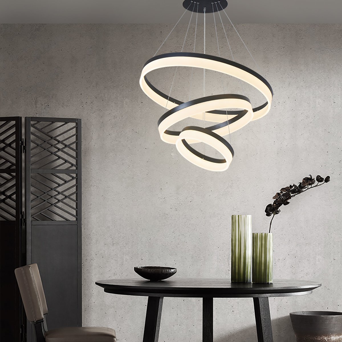 餐厅吊灯现代简约led圆环形创意客厅灯具北欧简约卧室灯大厅灯饰