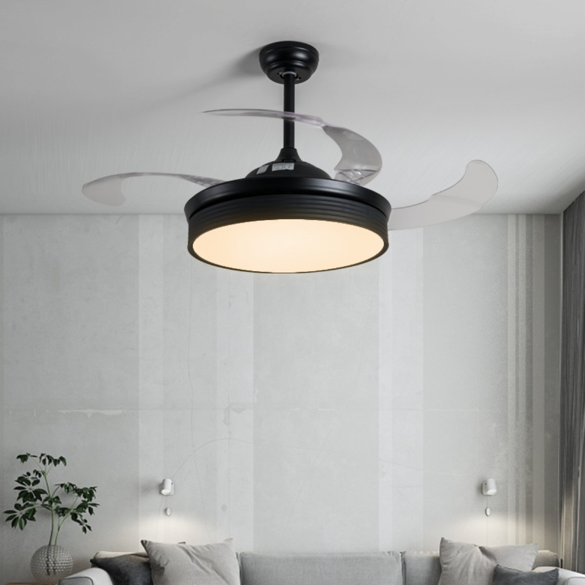 隐形吊扇灯 餐厅风扇灯客厅饭厅家用北欧现代简约带电风扇的吊灯