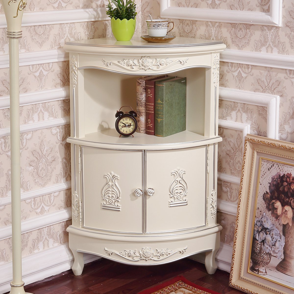 欧式角柜墙角柜整装卧室储物柜客厅酒柜书柜双门转角三角柜