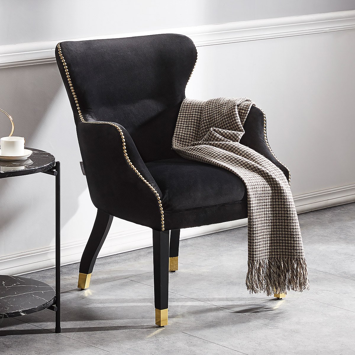 robot罗伯特意式简约绒布沙发椅创意现代高靠背单人椅书椅