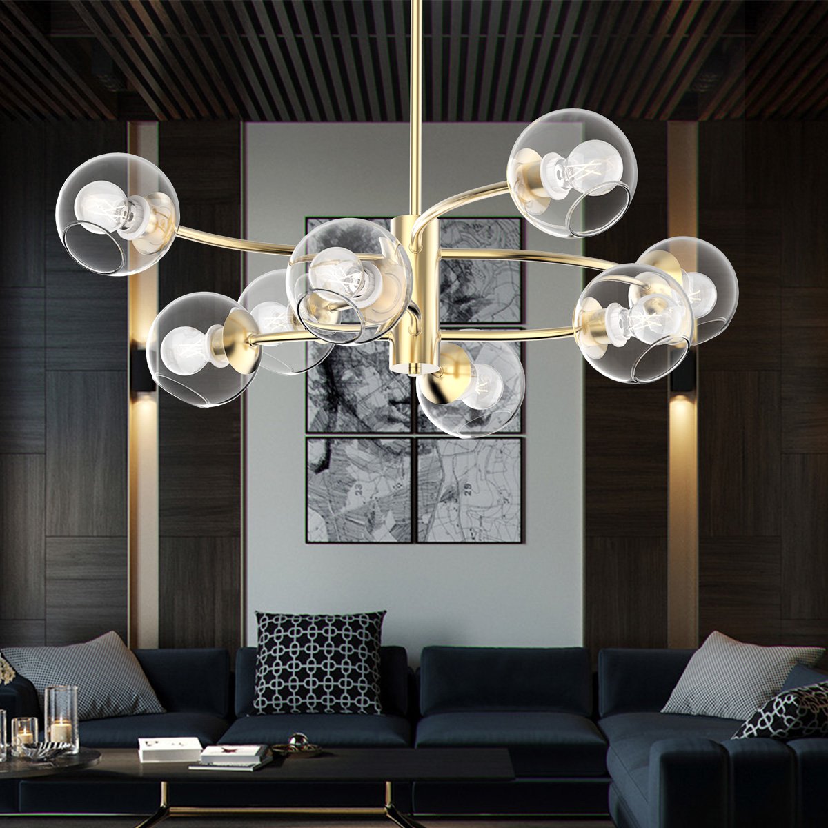 雷士照明led客厅灯吸顶灯圆形多头简约现代卧室灯大气餐厅灯玻璃灯具