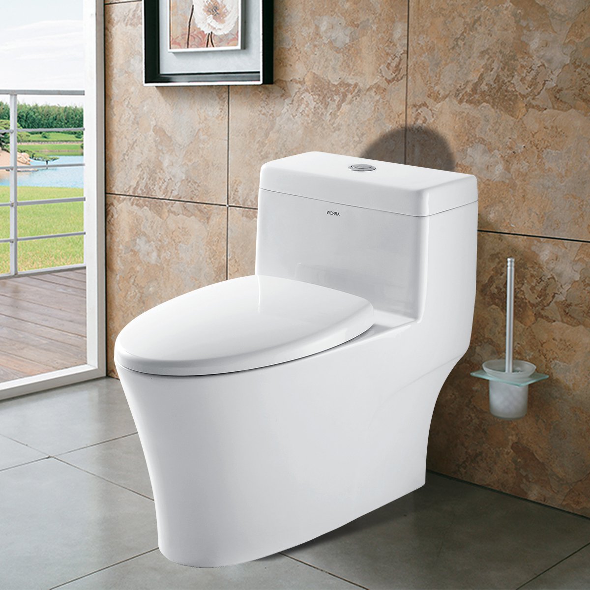 arrow箭牌卫浴座便静音节水连体式抽水马桶虹吸脲醛坐便器ab1286