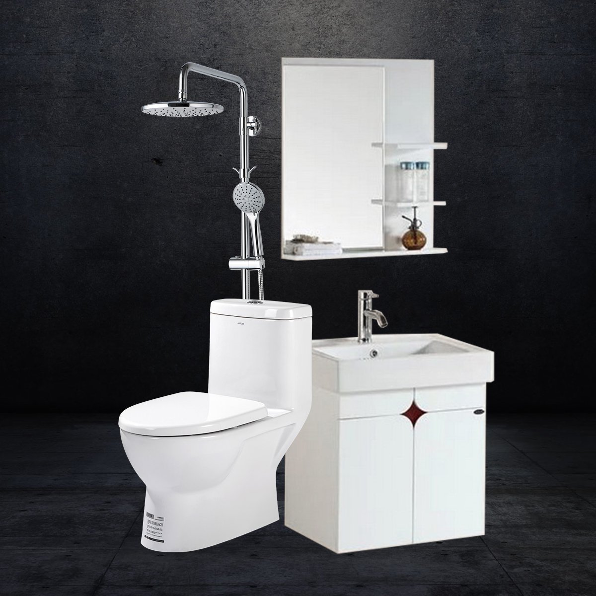 arrow箭牌卫浴卫生间浴室柜套餐马桶淋浴花洒apg6g349ap