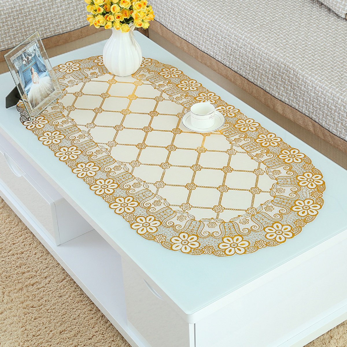 烫金茶几桌布防水餐桌布欧式桌垫茶几垫pvc桌布防水油防烫长方形