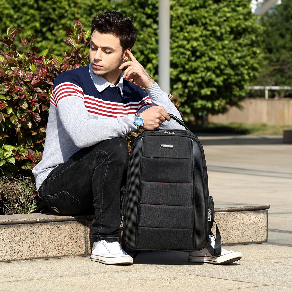 大容量电脑背包男士商务双肩包 出差韩版潮男双肩背包大学生书包手提