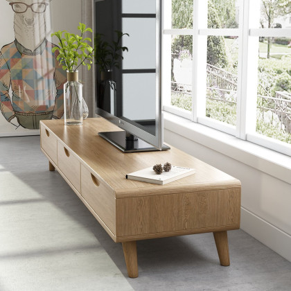 北欧日式白蜡木实木电视柜客厅原木储物家具地柜边柜子