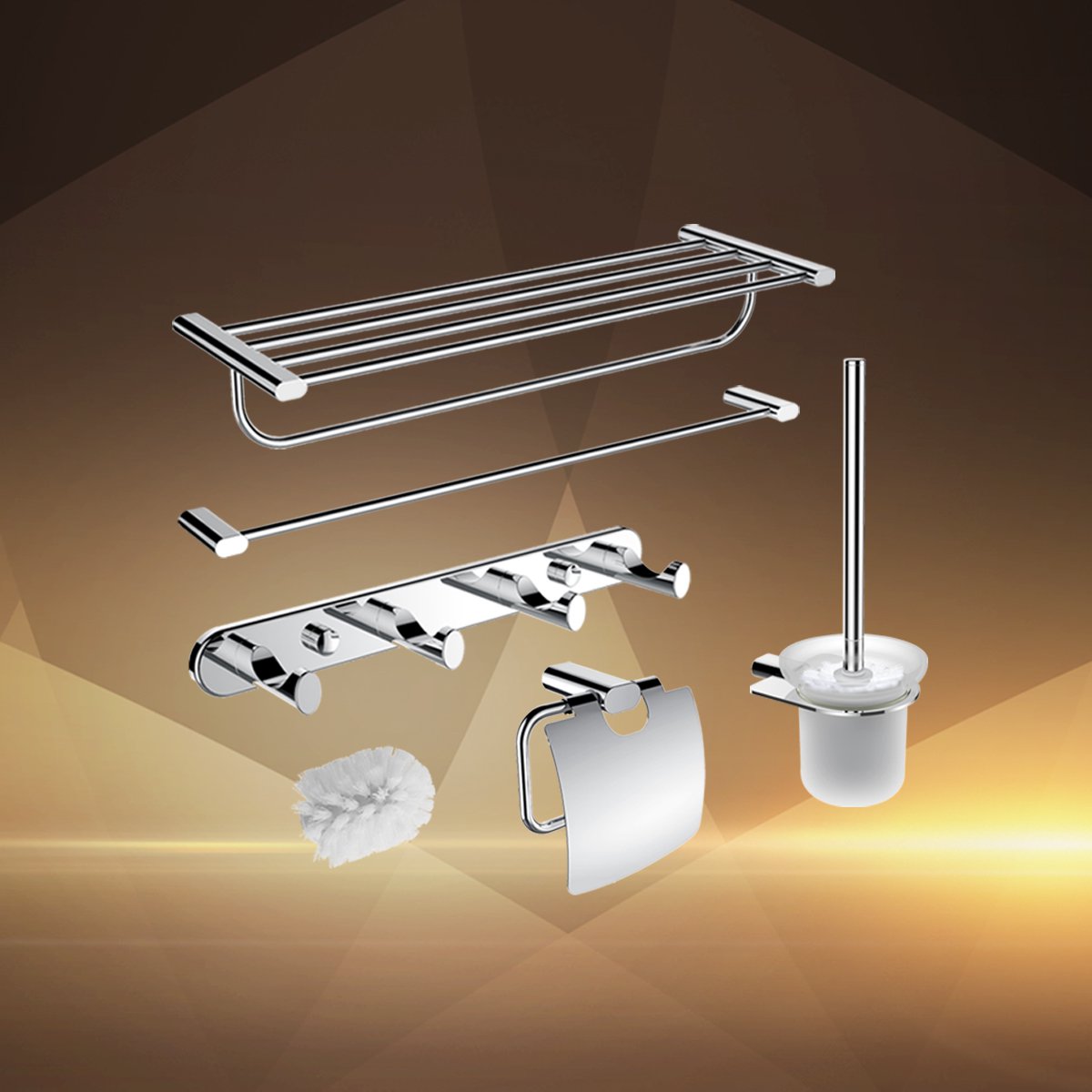 不锈钢浴室挂件六件套 毛巾架浴巾架卫浴挂件套餐939411