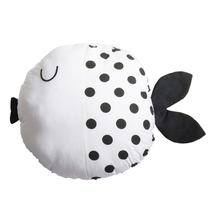 北欧简约全棉亲嘴鱼抱枕波点靠垫 居家枕椅子沙发靠枕靠背垫