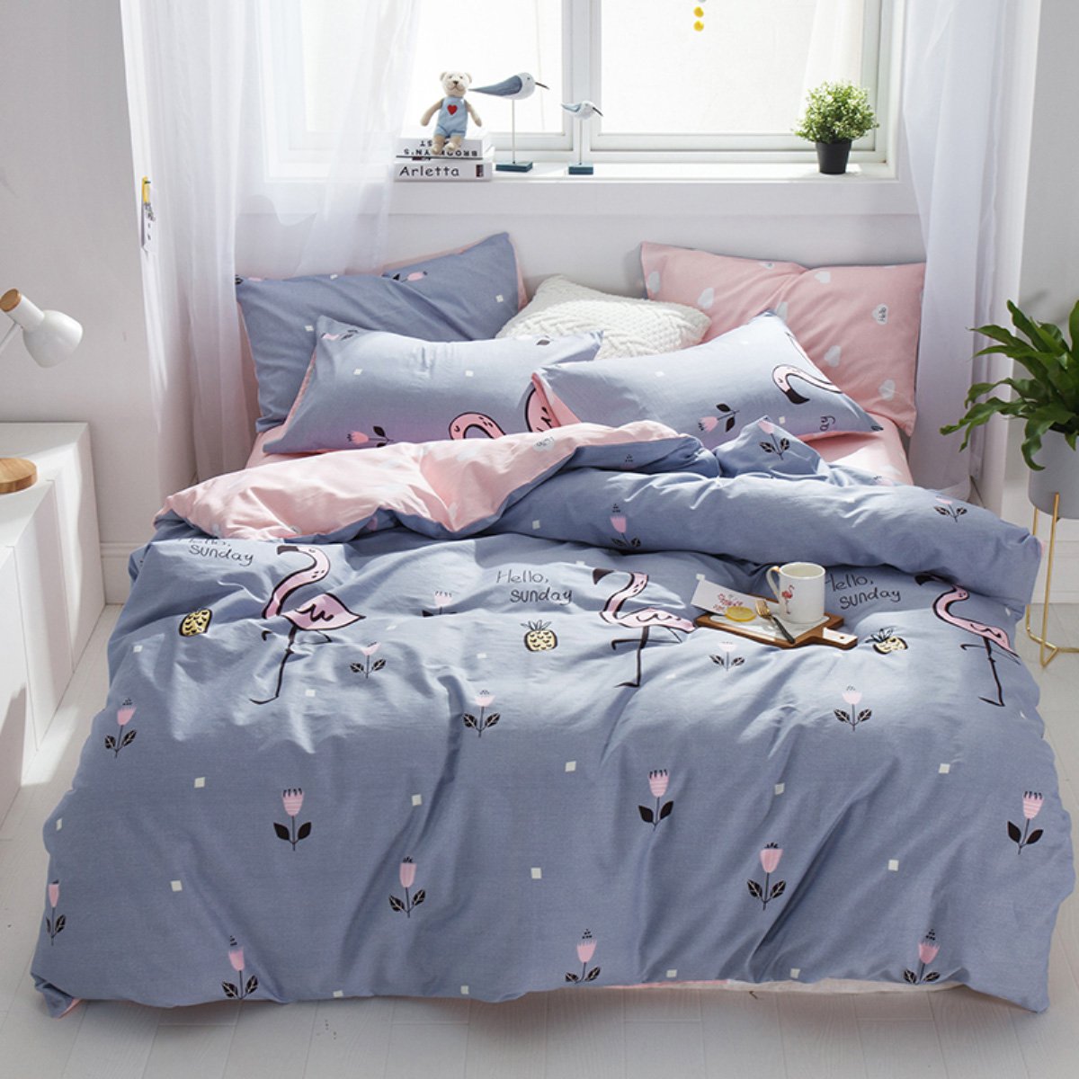 北欧ins全棉床上四件套简约纯棉被套网红床单被子4件套1.8m