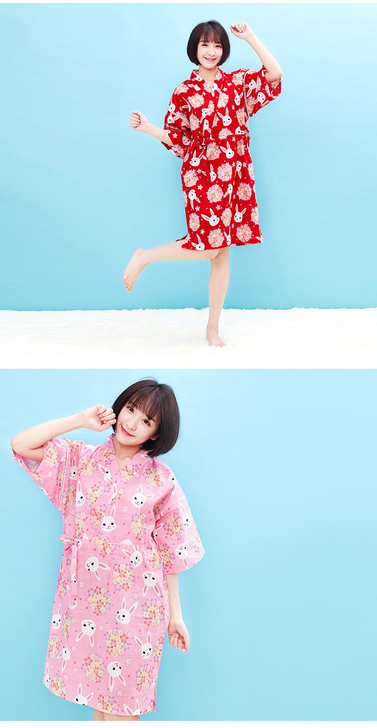 萌兔樱花和服日式睡衣睡裙家居服日系浴衣