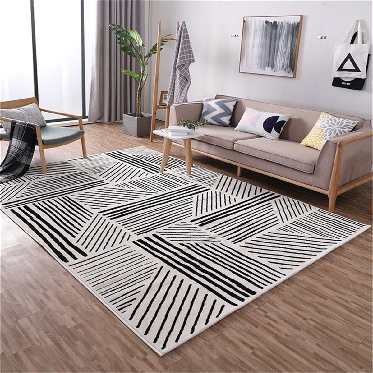 vancalen 客厅沙发简约地毯卧室极简北欧风格 日式现代简约茶几黑白