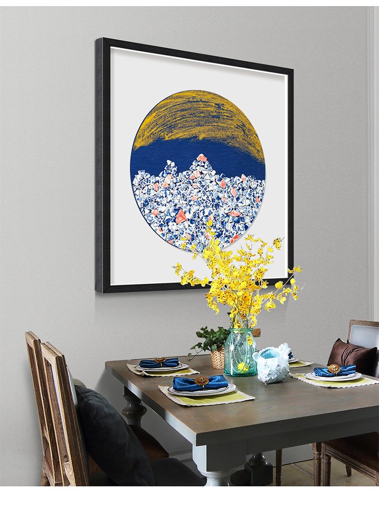 新中式轻奢纯手工立体陶瓷画实物画壁画简约大气挂画客厅装饰画