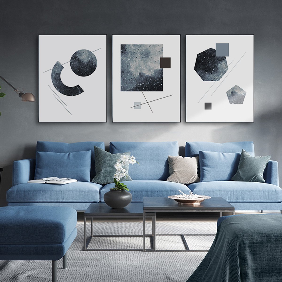 七彩叶家居旗舰店北欧现代简约三联挂画餐厅卧室背景墙面壁画客厅装饰