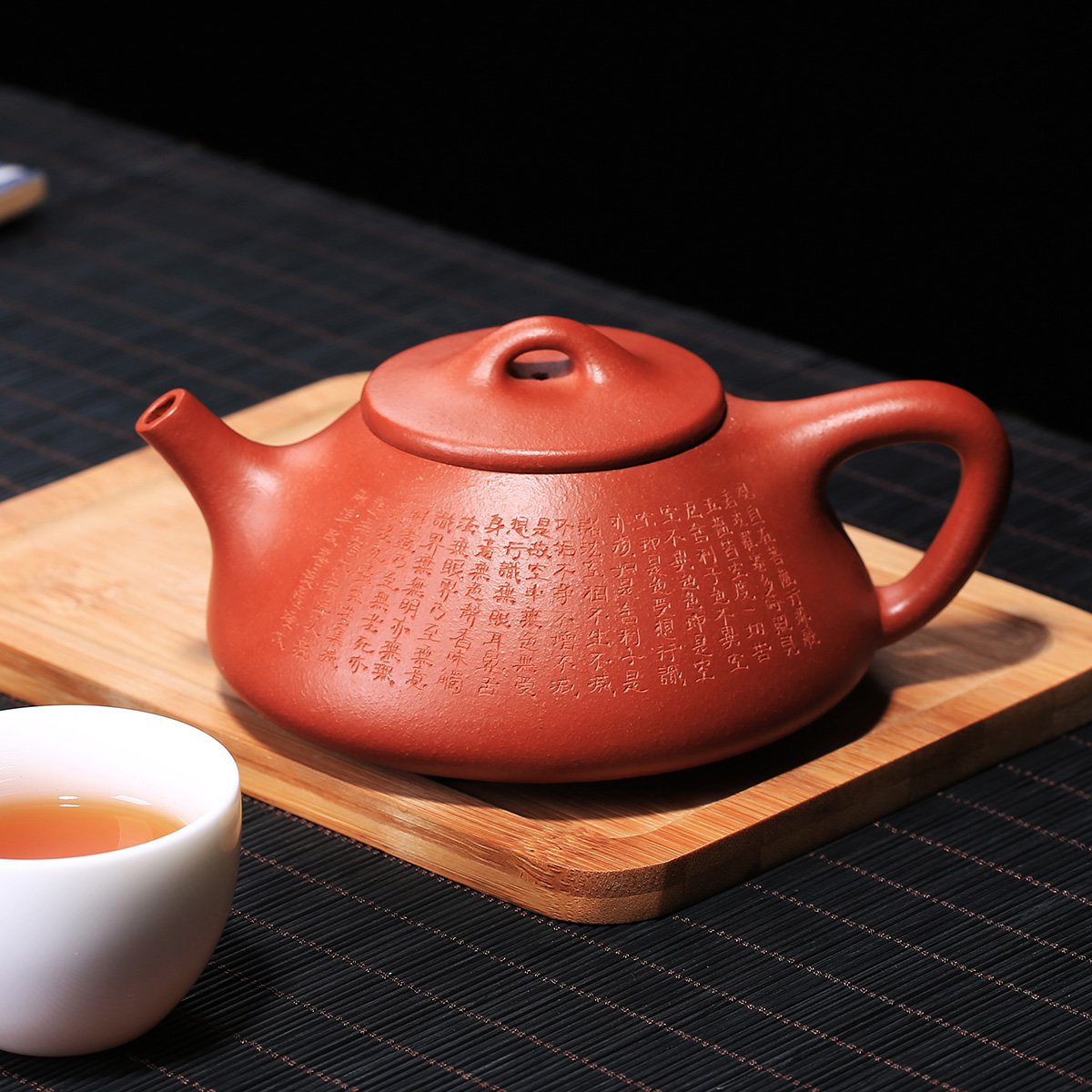 宜兴原矿紫砂壶功夫茶具茶壶 工艺美术师曹志刚朱泥心经石瓢壶紫砂壶