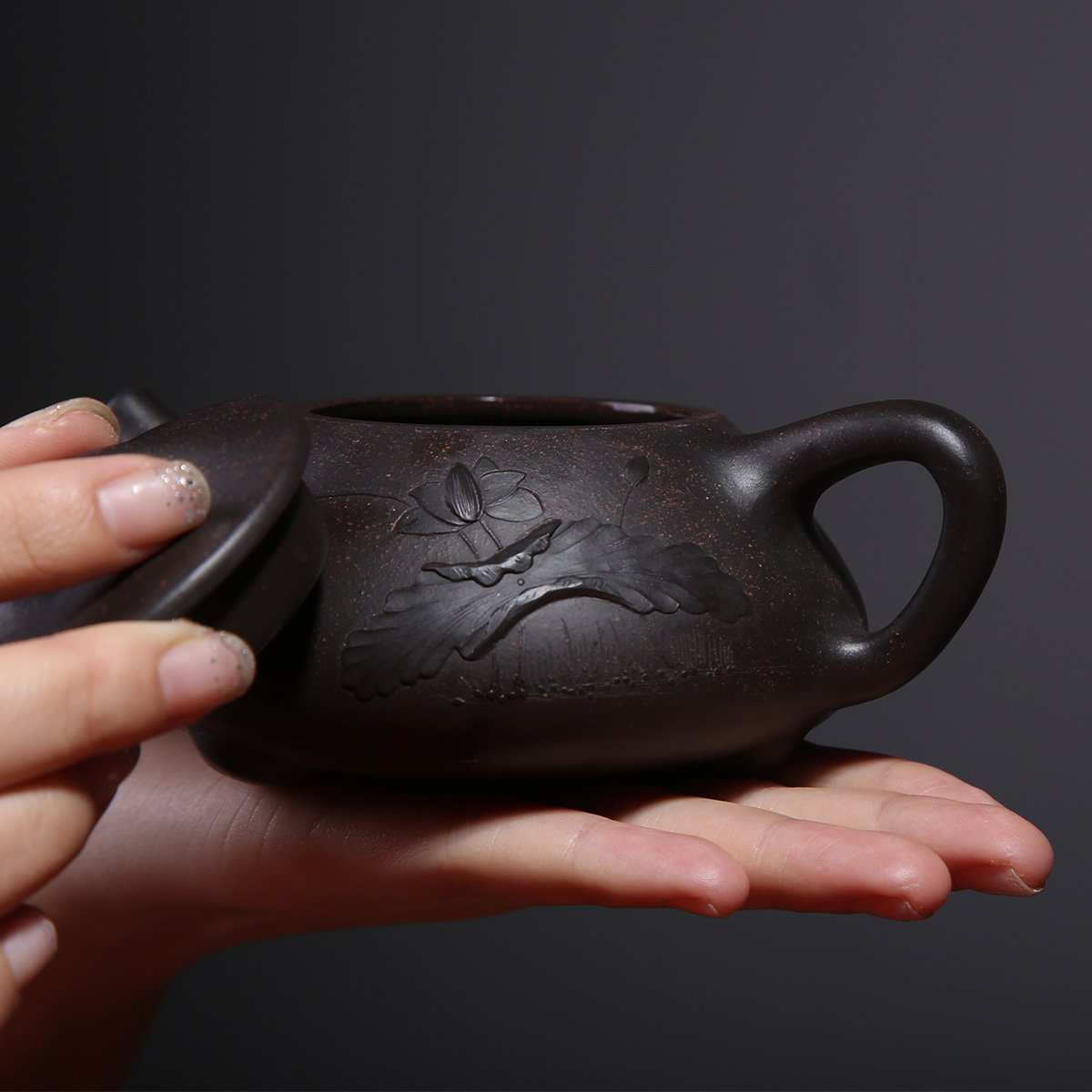 宜兴原矿紫砂壶功夫茶具套装茶壶 水光明等知名老艺人手工 黑朱泥泥绘