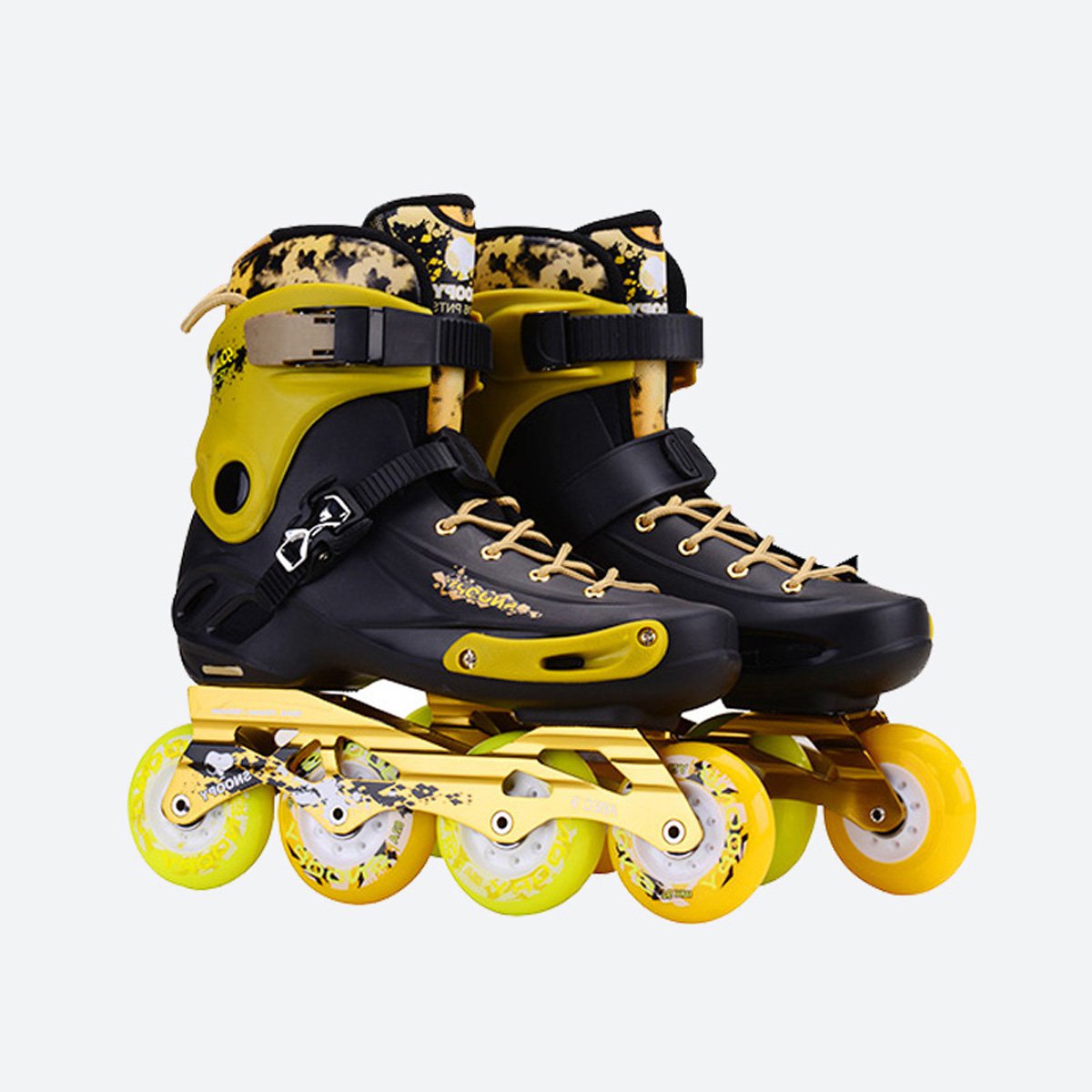 史努比 儿童成人男女全闪光单排直排轮专业速滑轮滑鞋bh702