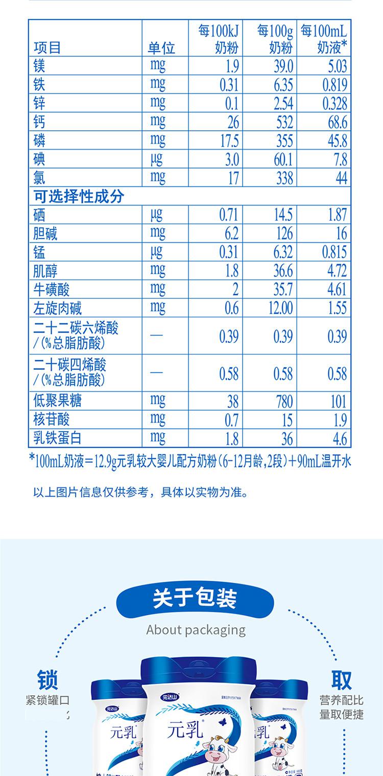 完达山牛奶配料表图片