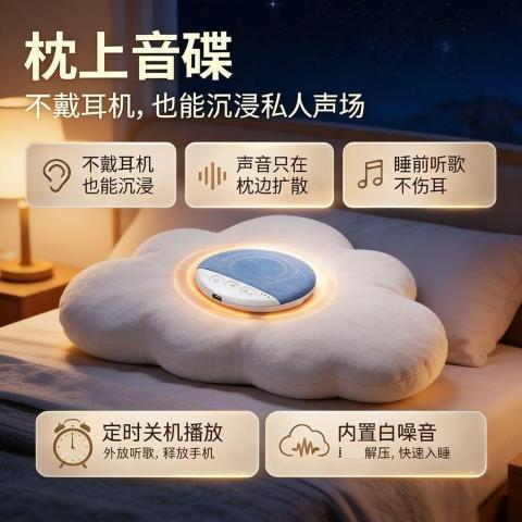 A LITTLE FLOWER 【2026新款枕下睡眠音箱】高音质多功能超薄白噪音听小说听歌神器 图片 4