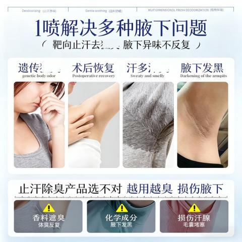 Poemoon 止汗喷雾持久清爽腋下干爽留香 男女士通用止汗露 清新去腋臭异味 图片 8