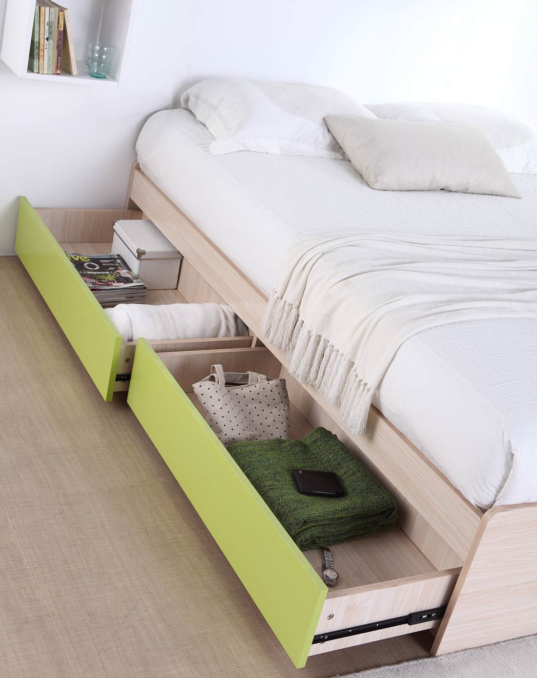 1.2米储物抽屉床 翻板床头