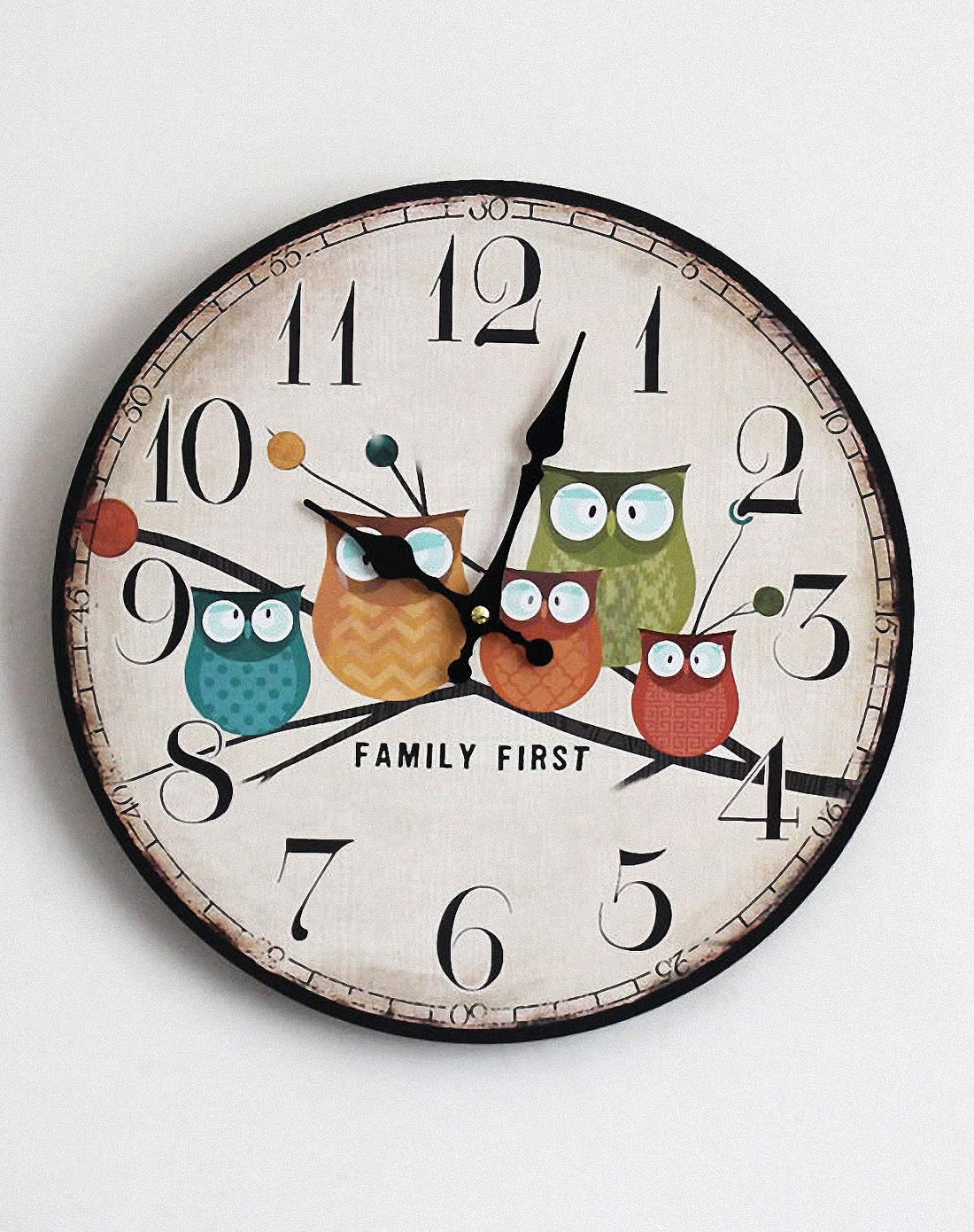 怀旧英伦风彩绘阿拉伯数字挂钟