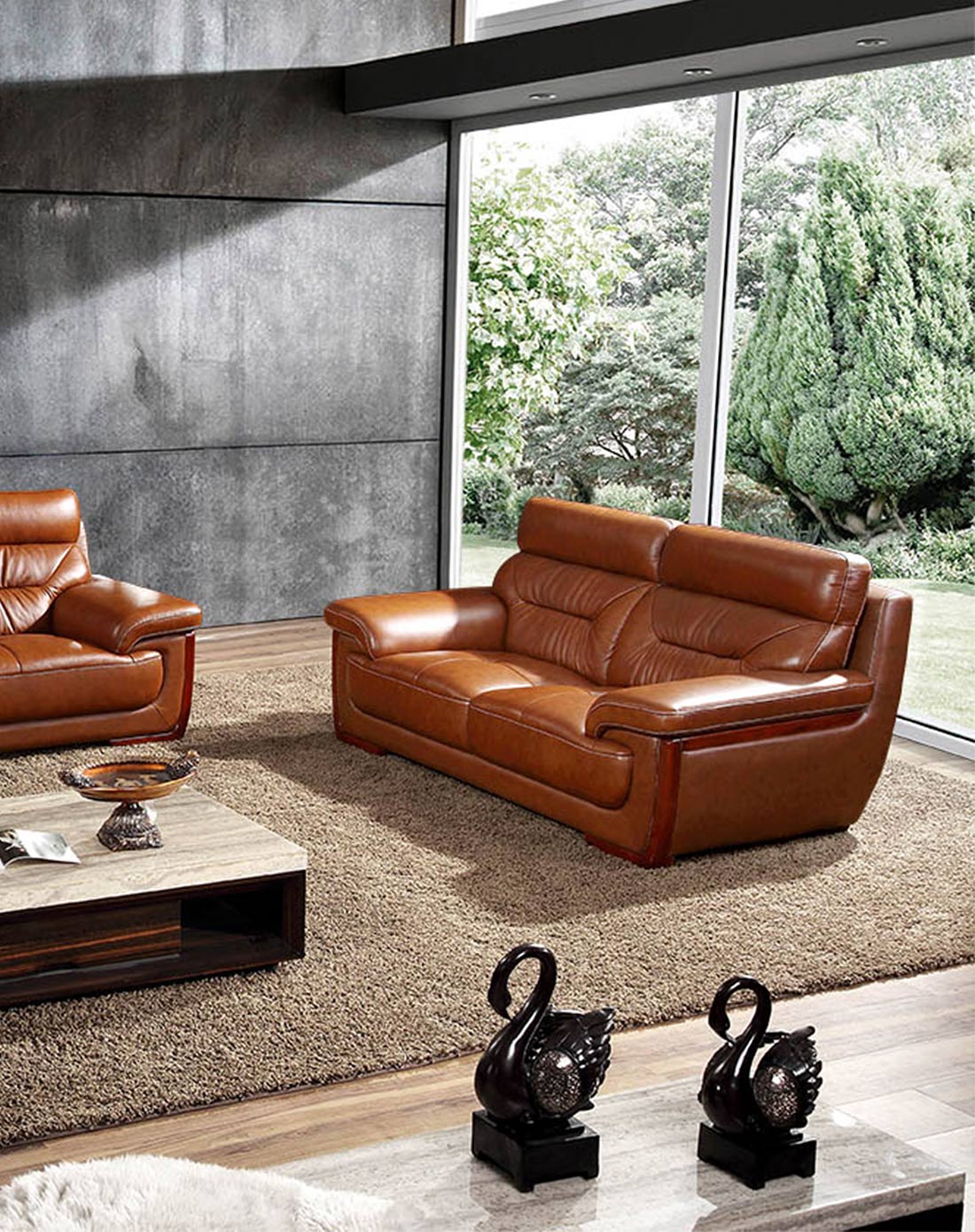 高档客厅别墅头层牛皮组合沙发