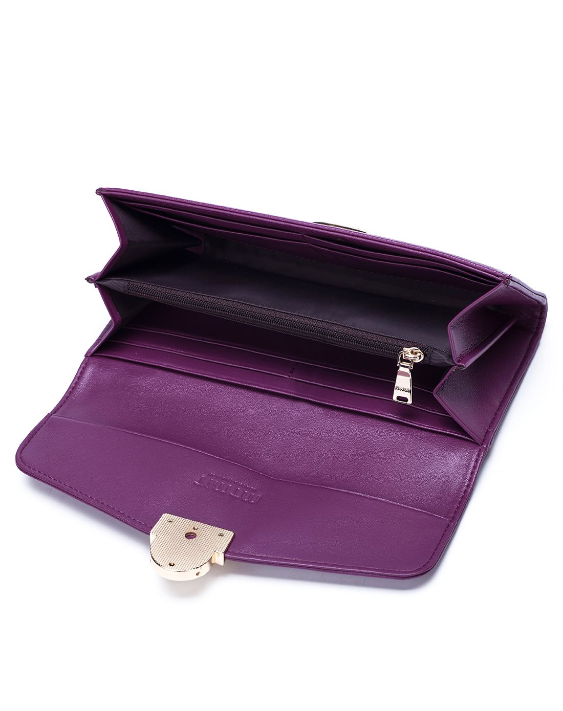 女款紫色头层牛皮时尚百搭钱包
