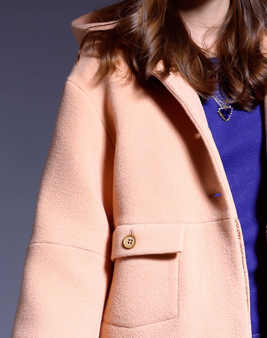 女款肉粉色气质百搭毛呢外套