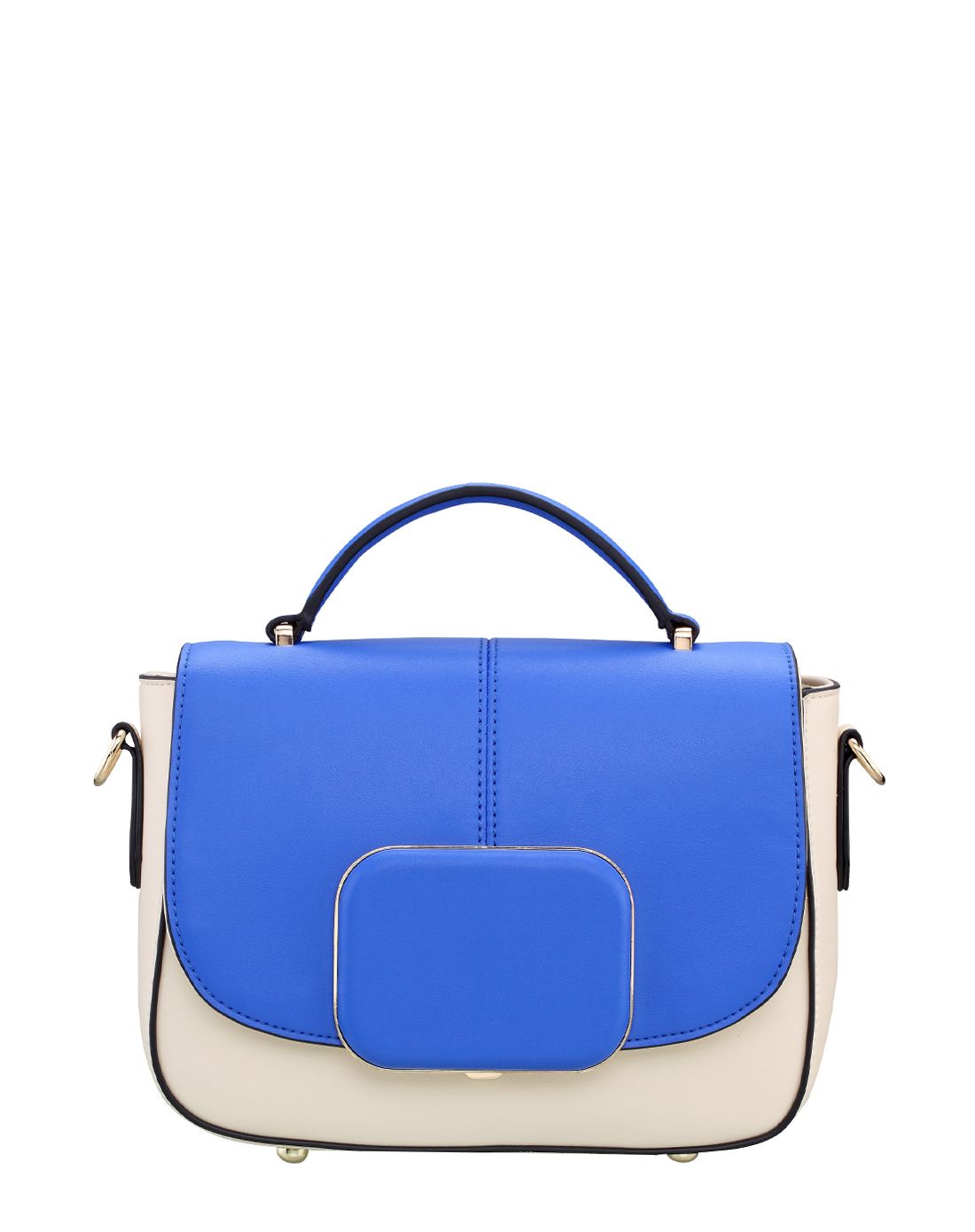 浅宝蓝色经典撞色温婉休闲气质手提/斜挎包