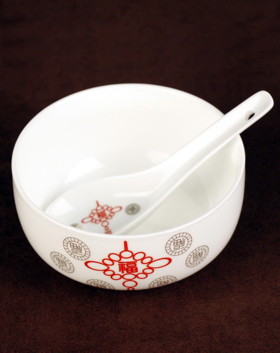 4头福字中国结高白瓷餐具