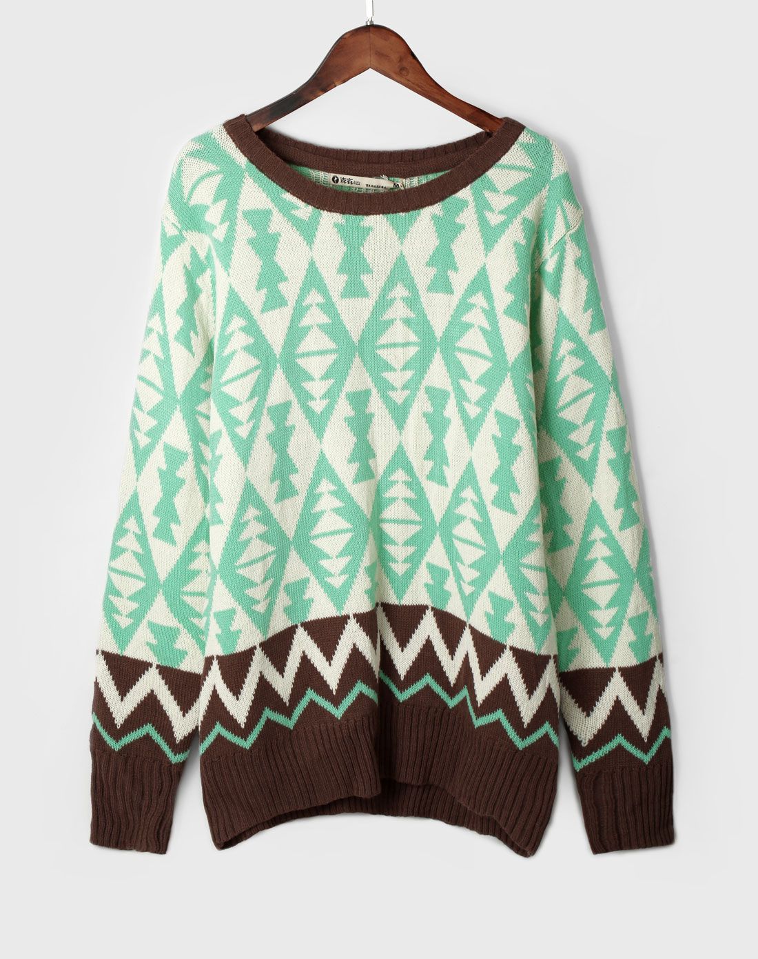 豆沙棕 知更鸟 文艺多色拼接波普毛衣