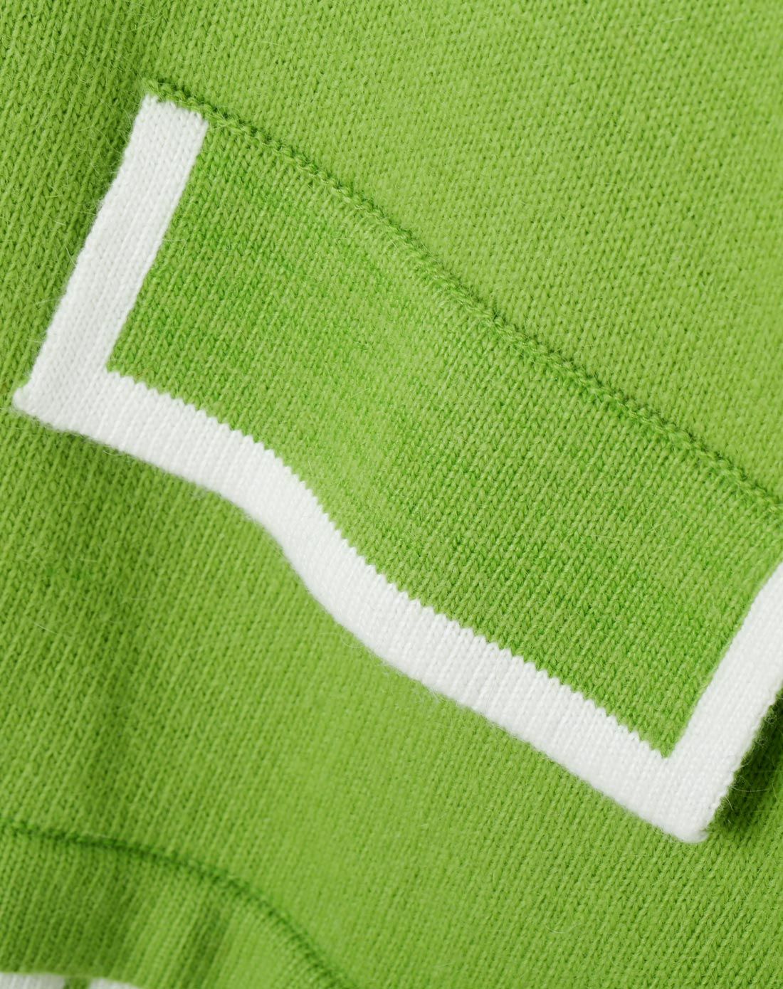 芥绿 芥末喜剧 撞色提花下摆圆领毛衣