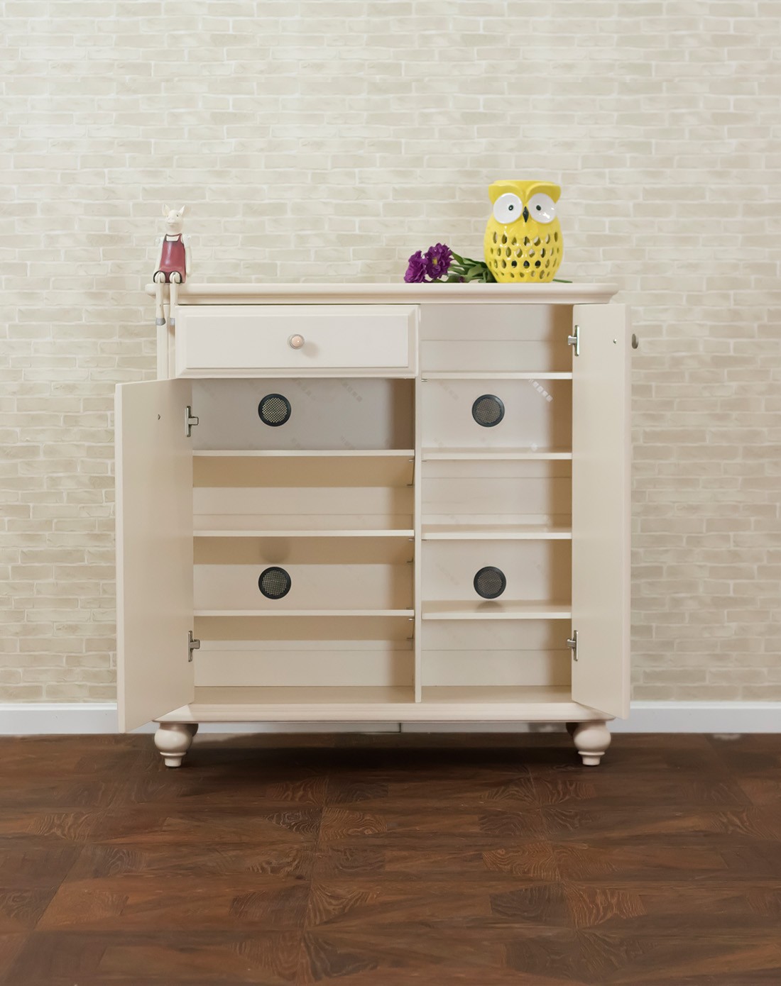 小憨豆bean homes家具田园板木结合双门鞋柜x502_93_唯品会