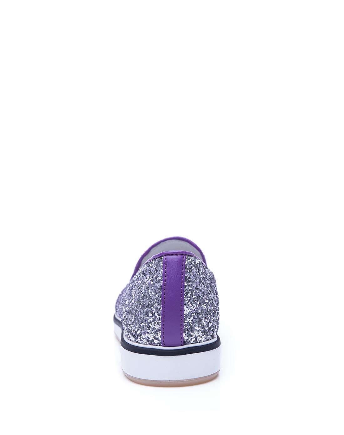 新款银紫色人造革 织物/牛皮低跟浅口单鞋