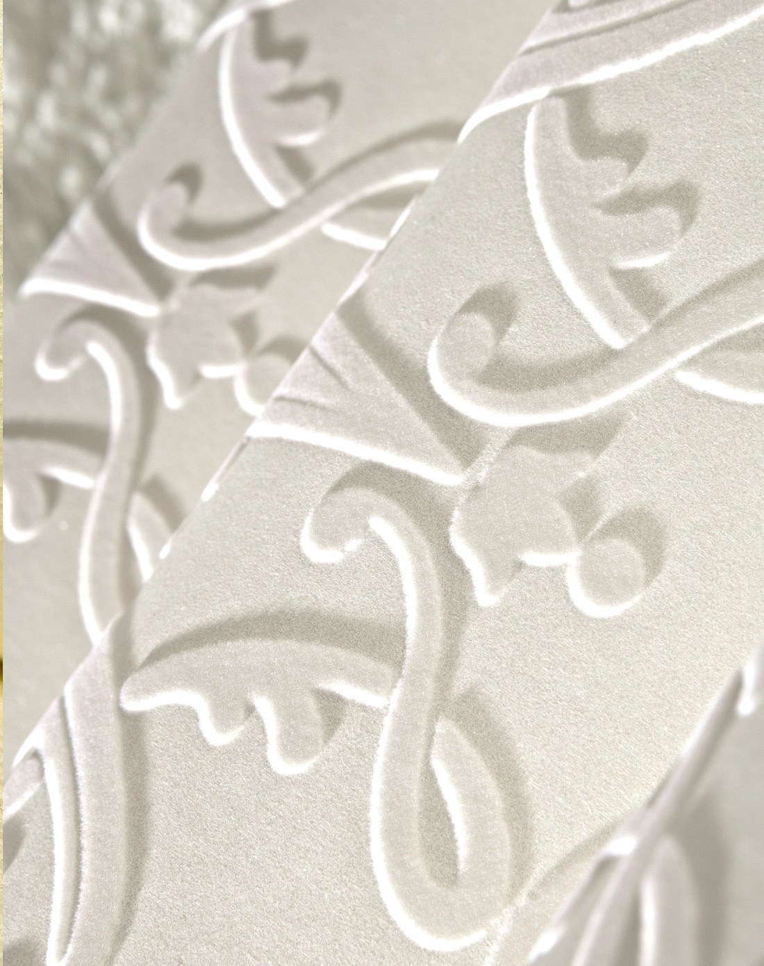 米白色欧式3d立体进口天鹅绒壁纸