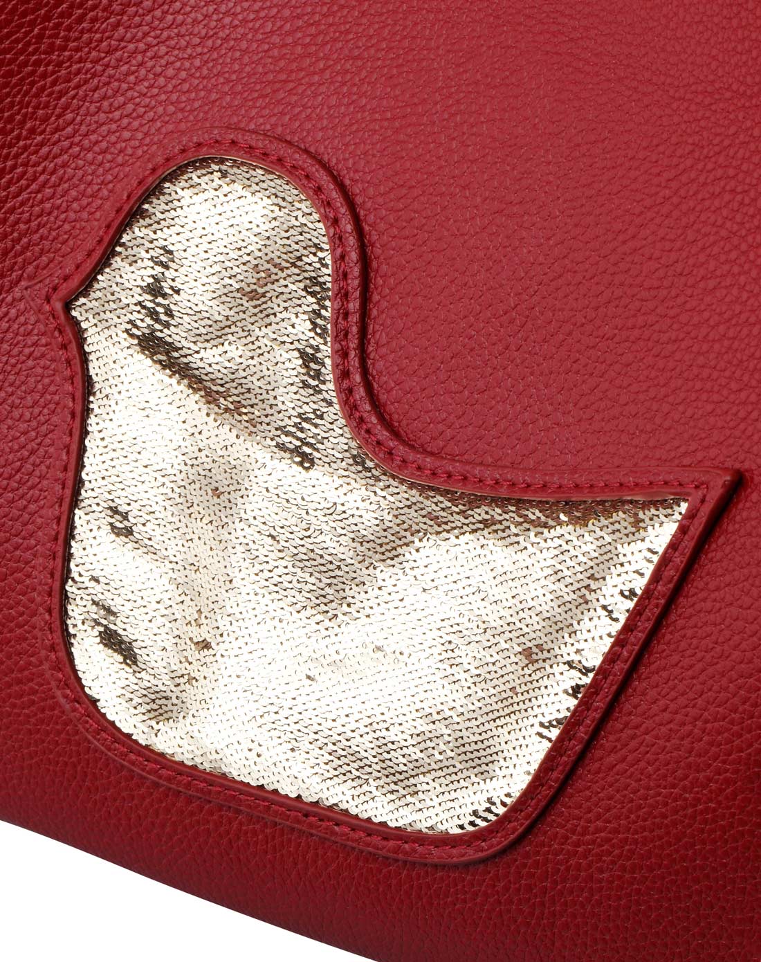 酒红色星型铆钉品牌图案托特包