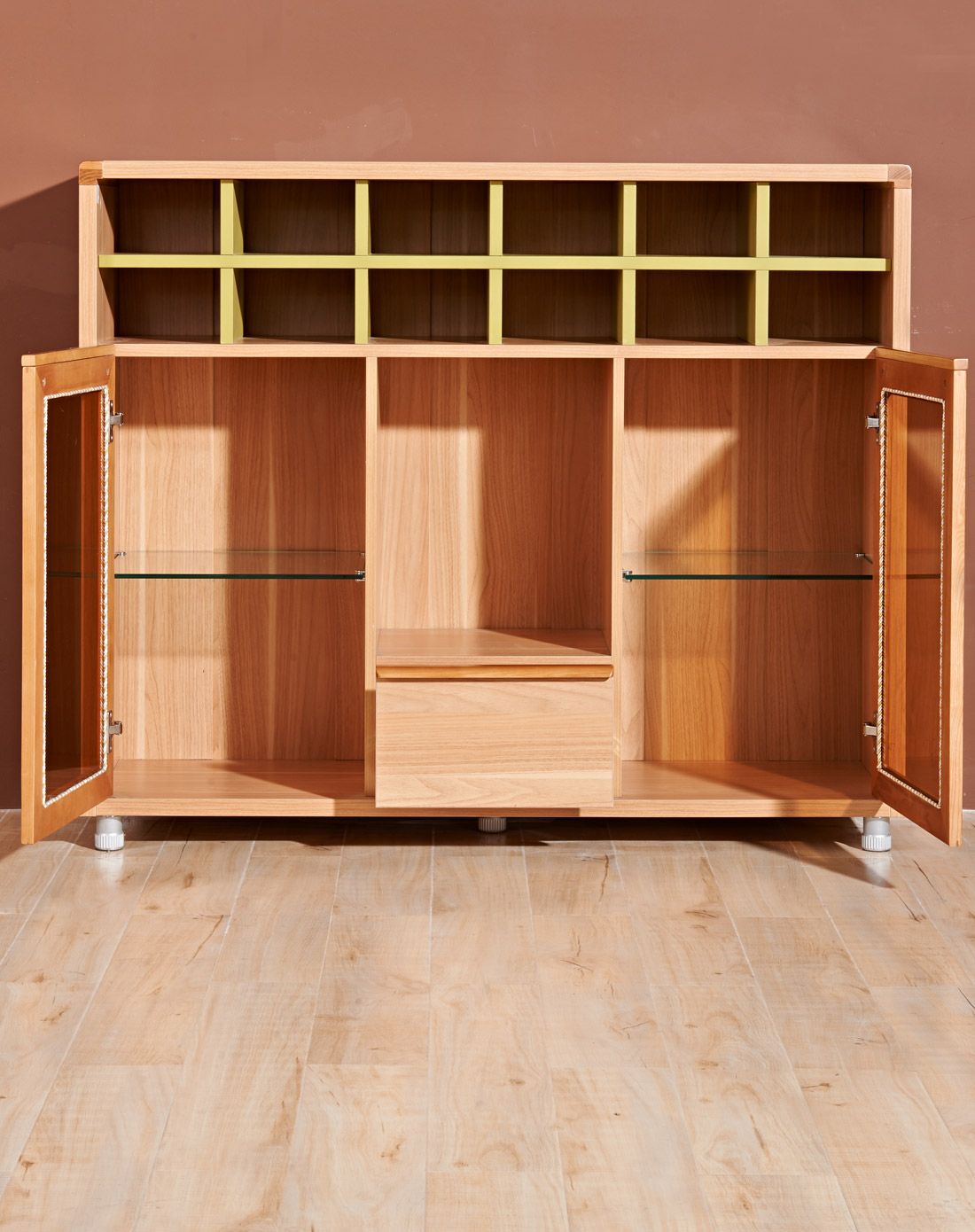 金海马实木餐柜 酒柜 厨房储物柜 黄胡桃色10255447001_唯品会