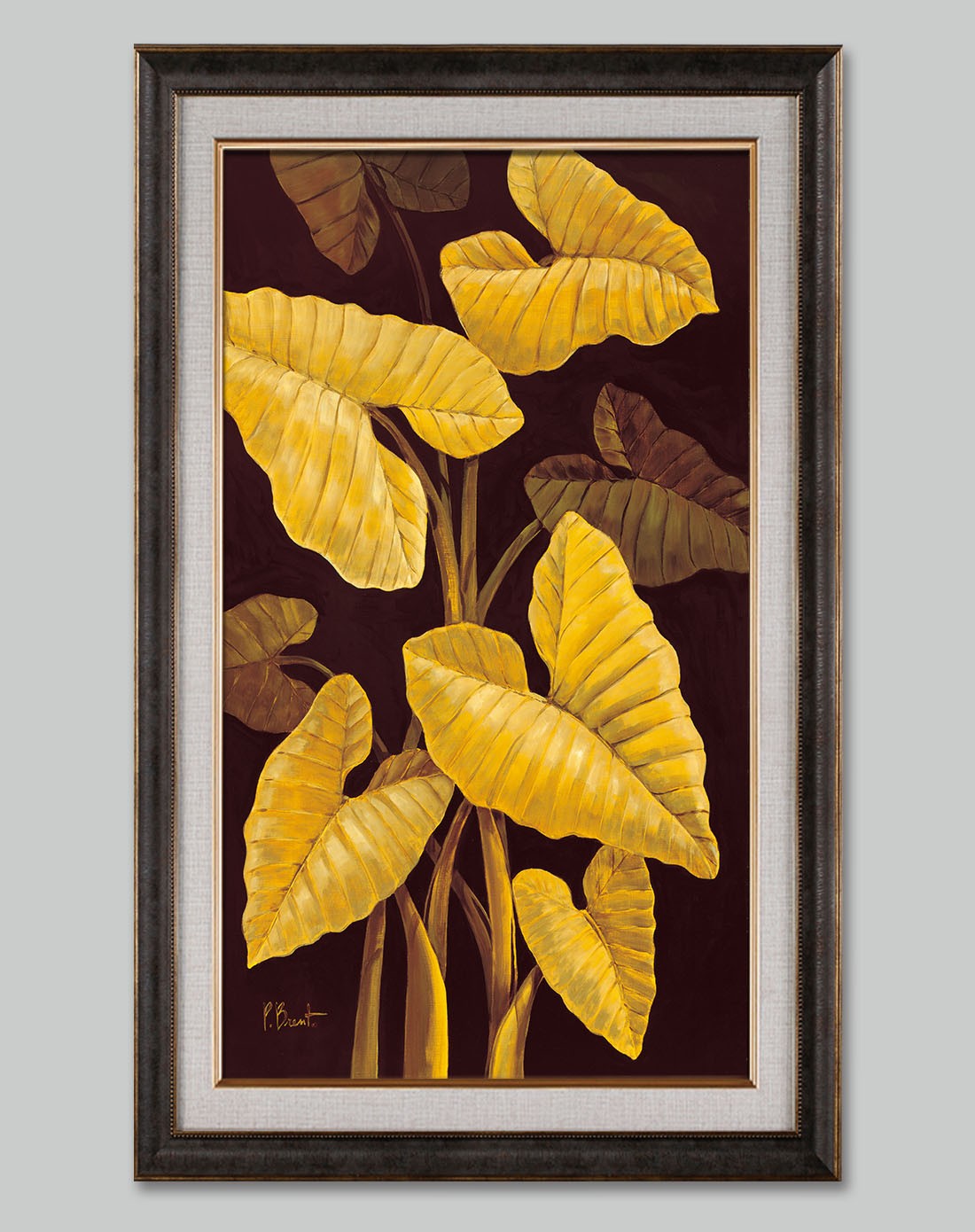 复古框条金边内衬装饰画 富贵双升