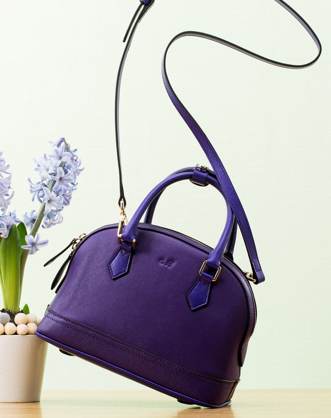 贵族紫可爱贝壳包牛皮小包包时尚手提包