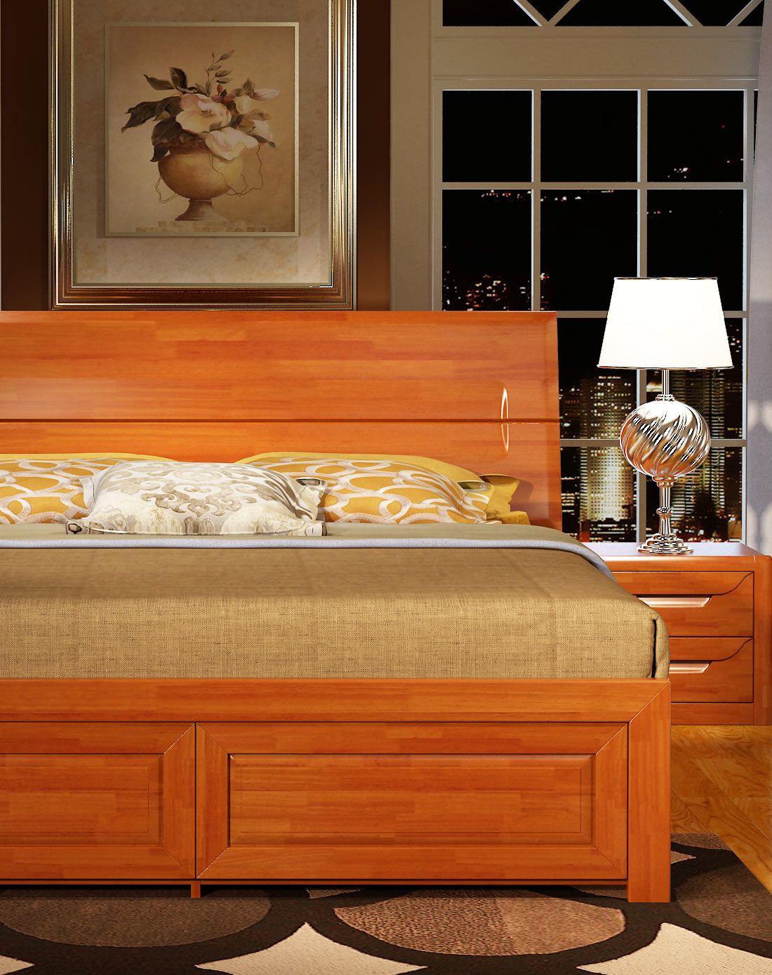 琥珀木家具床头图片