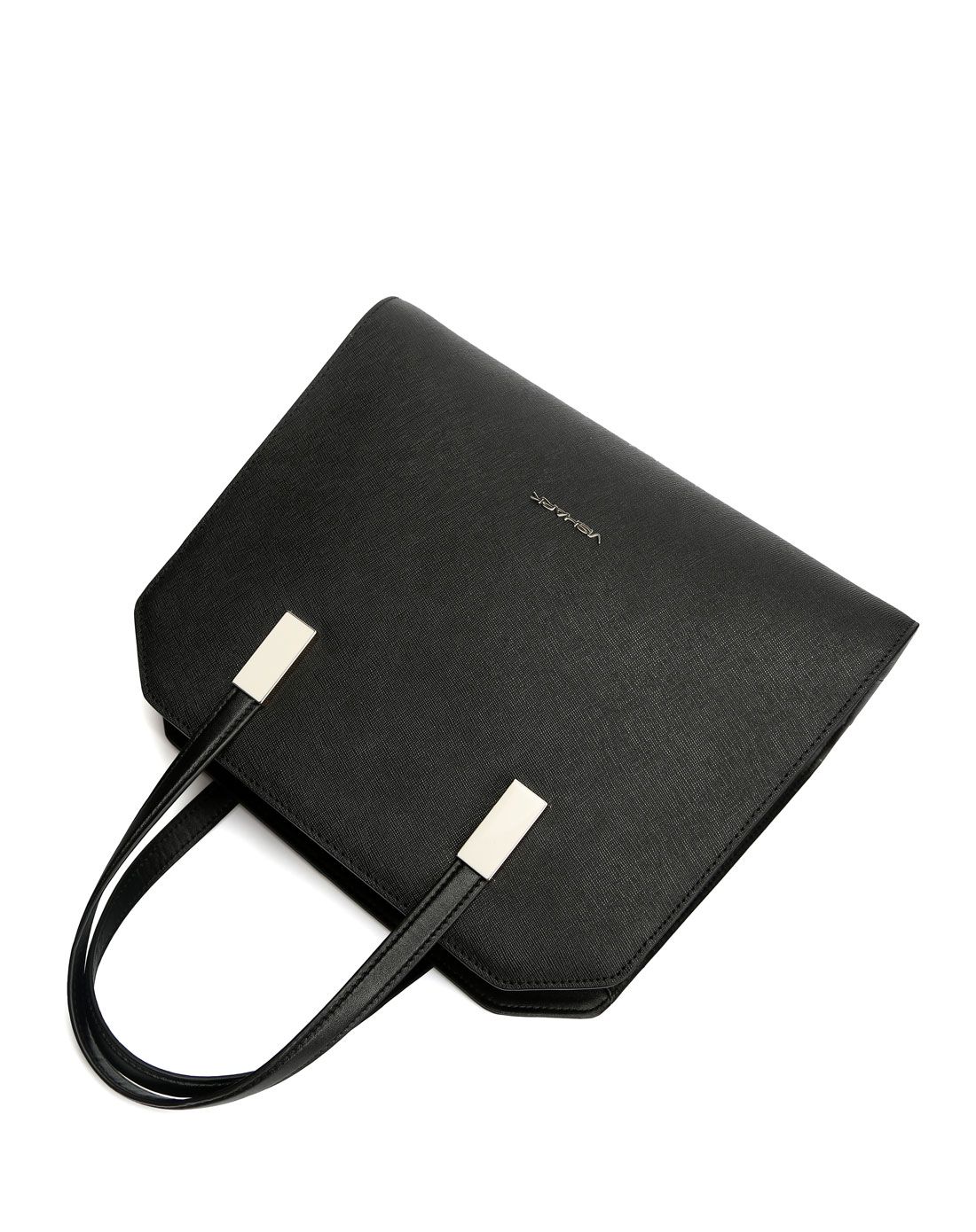 女款黑色十字纹牛皮单肩斜跨定型包