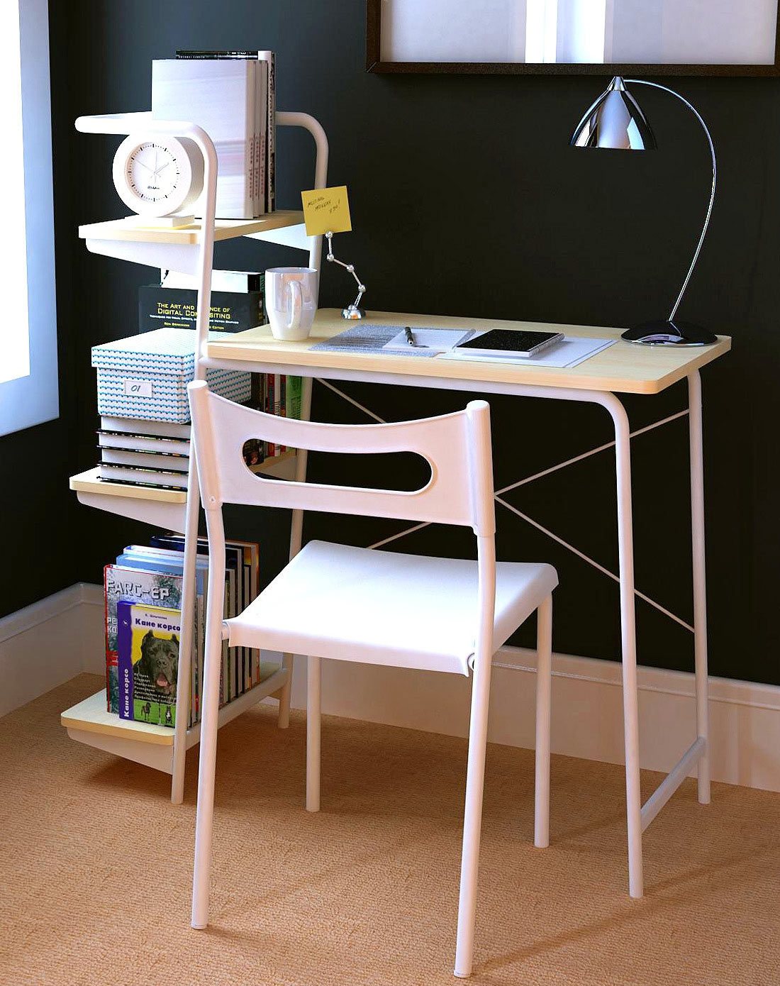 潮土creatwo家具现代创意伊凡连体书桌层板可diy自由放置zz10070001