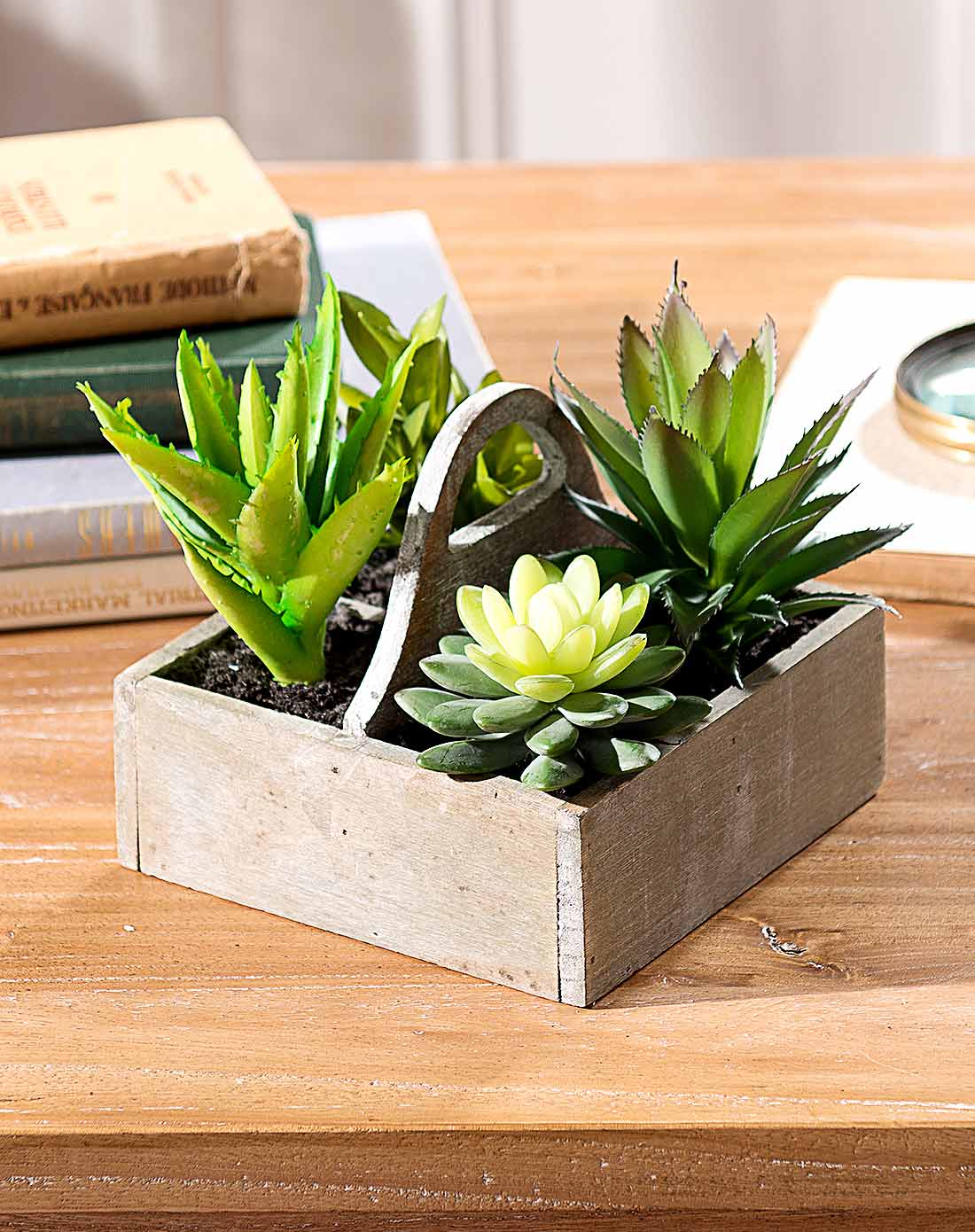 卡丽尔a款方形木盆多肉仿真绿色植物盆栽