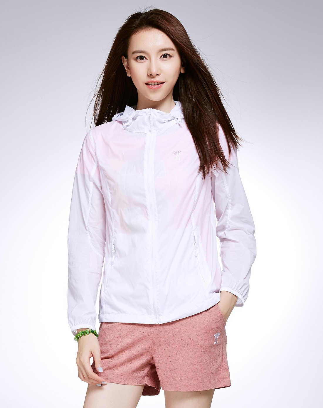 轻薄透气防晒 女款白色皮肤衣 时尚百搭