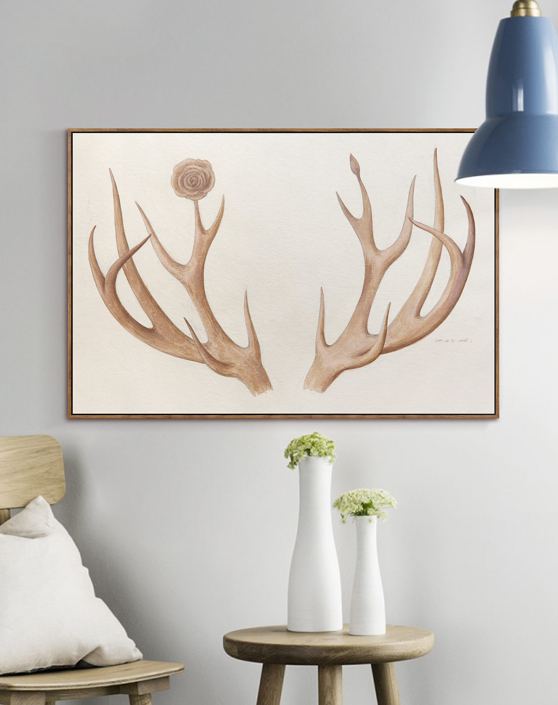 72*52cm鹿角玫瑰 简约装饰画