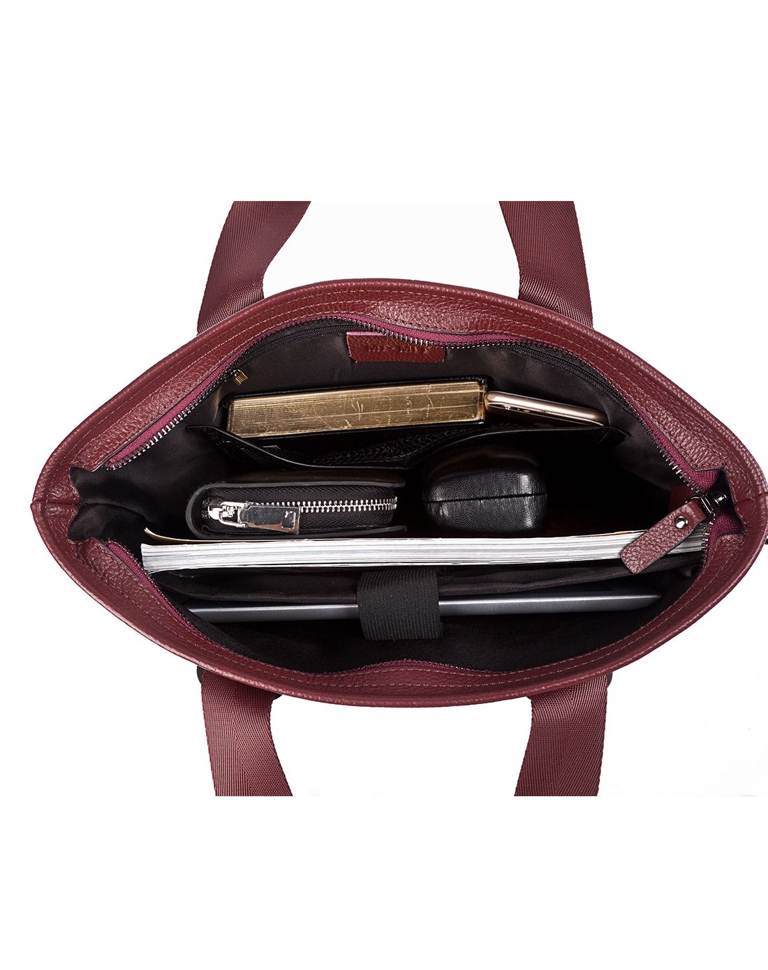 男款酒红色头层牛皮商务休闲公文包