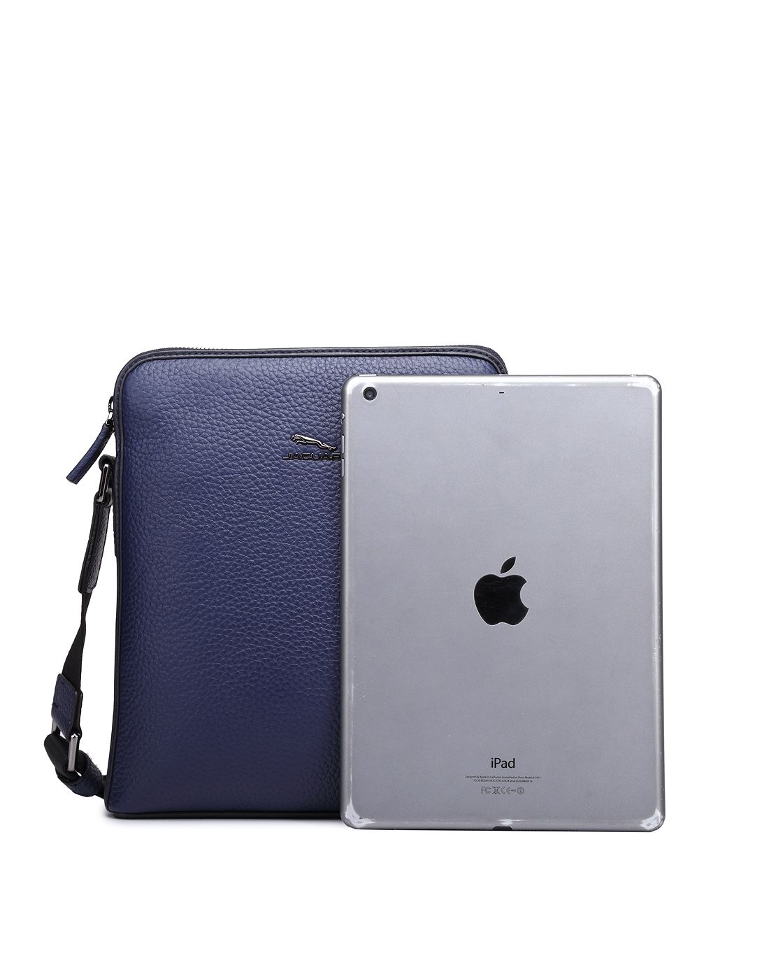 jaguar男款蓝色牛皮日字包