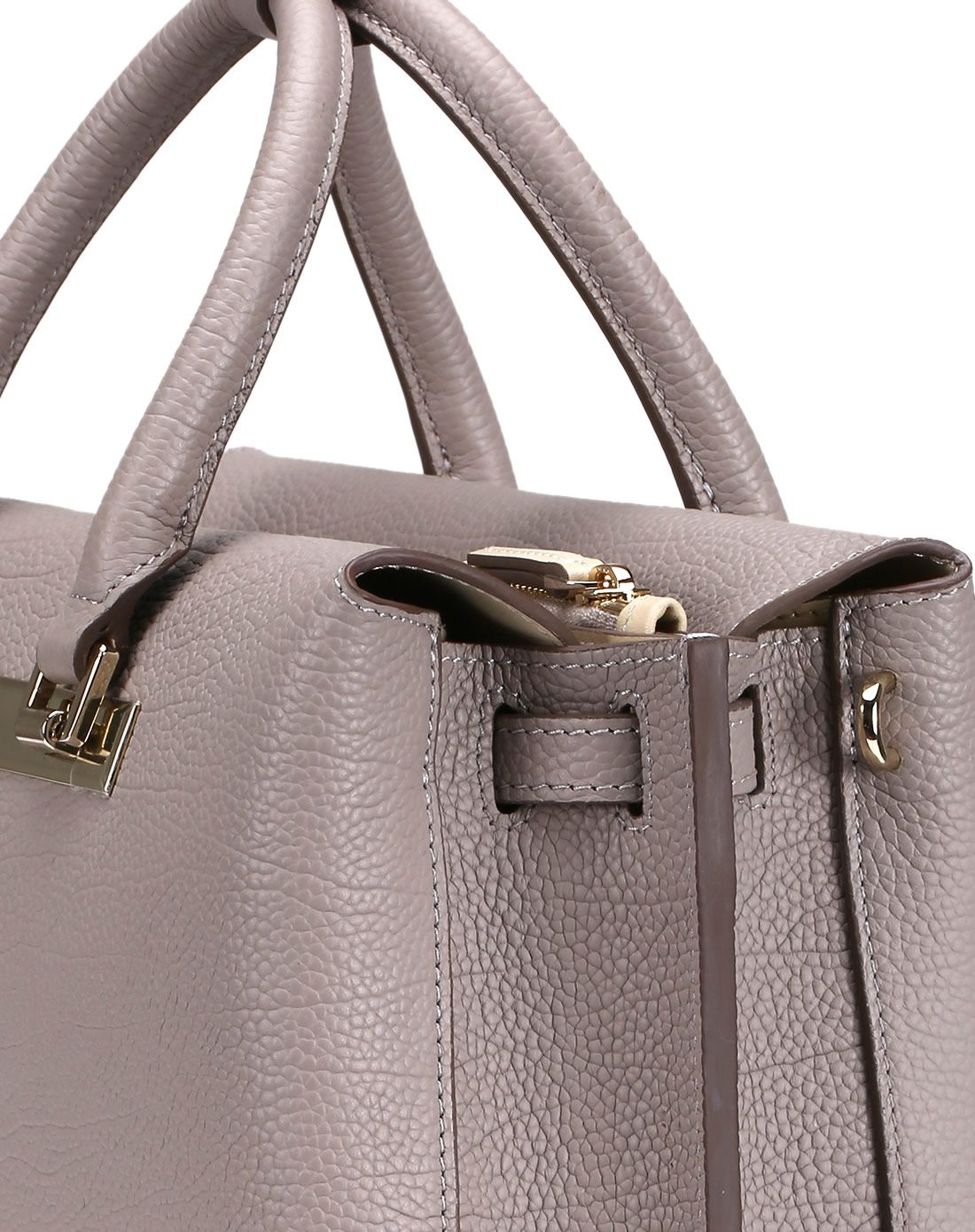 voyagetime法国高端皮具专场voyagetime头层牛皮手提女包象牙灰vf4016